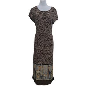 Vintage Nina Piccalino Y2k Animal Print Leopard Giraffe Beaded Made in USA Small